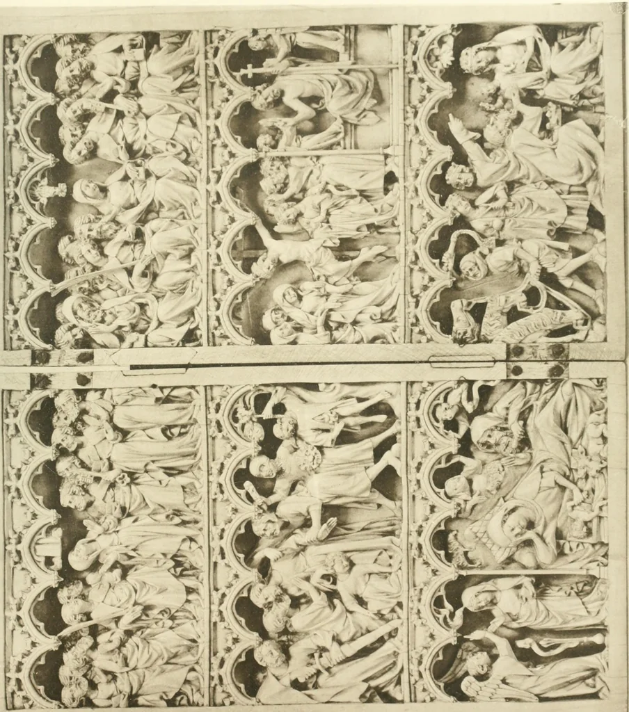 An illustration from Catalogue of the ivory carvings of the Christian era with examples of Mohammedan art and carvings in bone in the Department of British and Mediaeval Antiquities and Ethnography of the British Museum, 1909, leaf 376