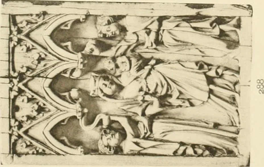An illustration from Catalogue of the ivory carvings of the Christian era with examples of Mohammedan art and carvings in bone in the Department of British and Mediaeval Antiquities and Ethnography of the British Museum, 1909, leaf 378