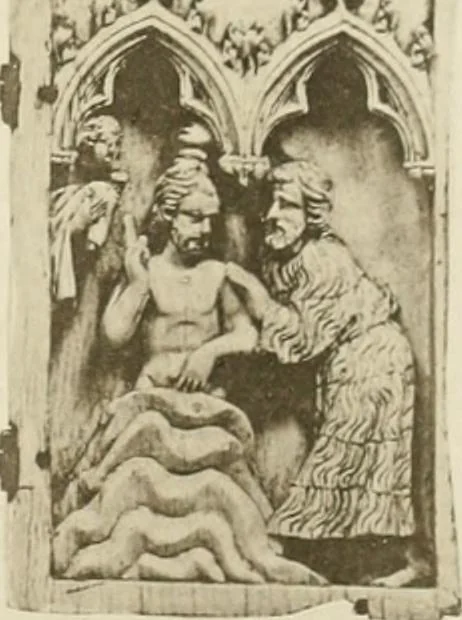 An illustration from Catalogue of the ivory carvings of the Christian era with examples of Mohammedan art and carvings in bone in the Department of British and Mediaeval Antiquities and Ethnography of the British Museum, 1909, leaf 380