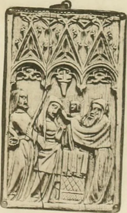 An illustration from Catalogue of the ivory carvings of the Christian era with examples of Mohammedan art and carvings in bone in the Department of British and Mediaeval Antiquities and Ethnography of the British Museum, 1909, leaf 382
