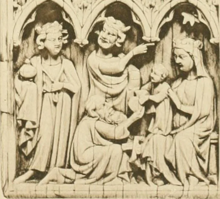An illustration from Catalogue of the ivory carvings of the Christian era with examples of Mohammedan art and carvings in bone in the Department of British and Mediaeval Antiquities and Ethnography of the British Museum, 1909, leaf 384