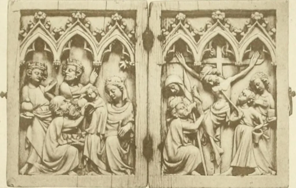 An illustration from Catalogue of the ivory carvings of the Christian era with examples of Mohammedan art and carvings in bone in the Department of British and Mediaeval Antiquities and Ethnography of the British Museum, 1909, leaf 386
