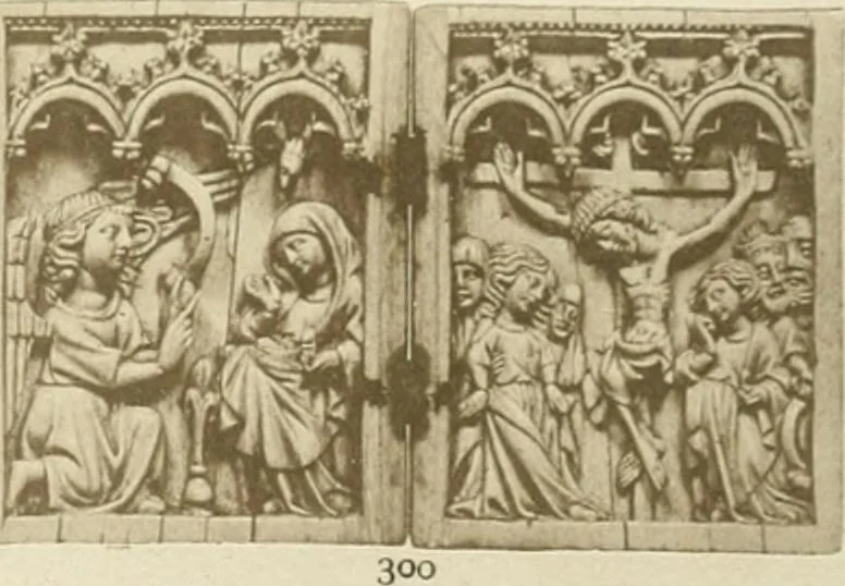 An illustration from Catalogue of the ivory carvings of the Christian era with examples of Mohammedan art and carvings in bone in the Department of British and Mediaeval Antiquities and Ethnography of the British Museum, 1909, leaf 386