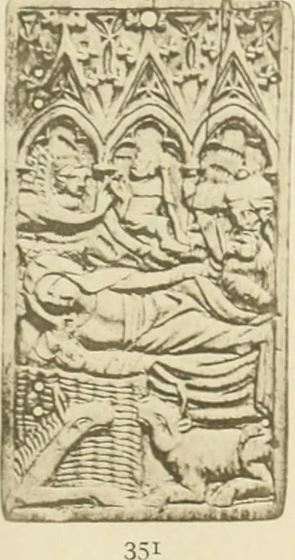 An illustration from Catalogue of the ivory carvings of the Christian era with examples of Mohammedan art and carvings in bone in the Department of British and Mediaeval Antiquities and Ethnography of the British Museum, 1909, leaf 410