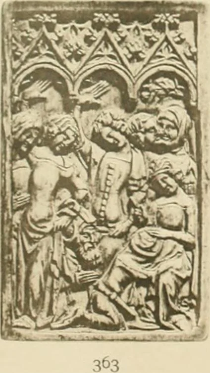 An illustration from Catalogue of the ivory carvings of the Christian era with examples of Mohammedan art and carvings in bone in the Department of British and Mediaeval Antiquities and Ethnography of the British Museum, 1909, leaf 410