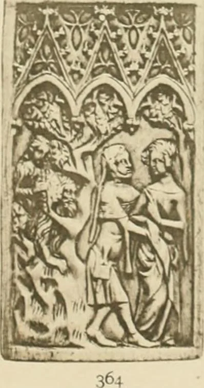 An illustration from Catalogue of the ivory carvings of the Christian era with examples of Mohammedan art and carvings in bone in the Department of British and Mediaeval Antiquities and Ethnography of the British Museum, 1909, leaf 410
