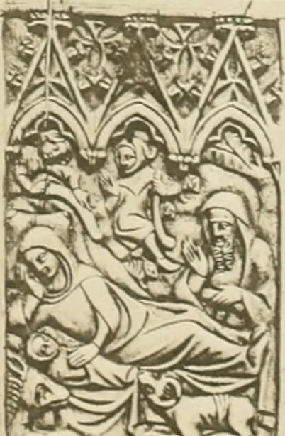 An illustration from Catalogue of the ivory carvings of the Christian era with examples of Mohammedan art and carvings in bone in the Department of British and Mediaeval Antiquities and Ethnography of the British Museum, 1909, leaf 410