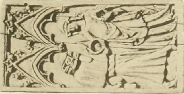 An illustration from Catalogue of the ivory carvings of the Christian era with examples of Mohammedan art and carvings in bone in the Department of British and Mediaeval Antiquities and Ethnography of the British Museum, 1909, leaf 412