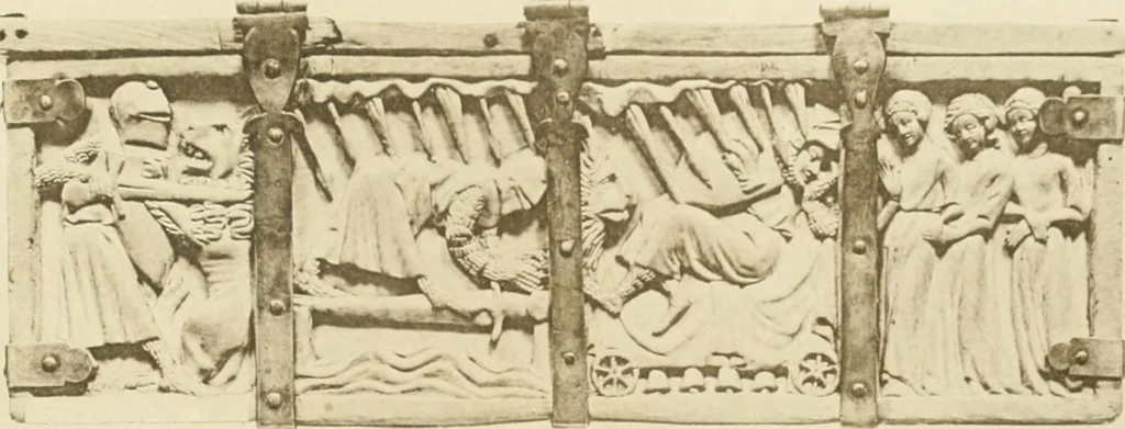 An illustration from Catalogue of the ivory carvings of the Christian era with examples of Mohammedan art and carvings in bone in the Department of British and Mediaeval Antiquities and Ethnography of the British Museum, 1909, leaf 416