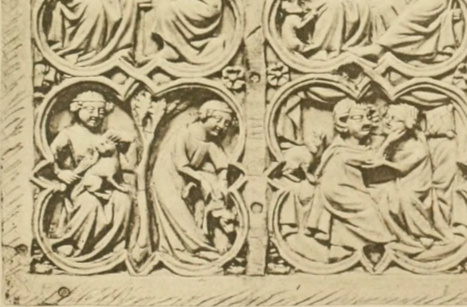 An illustration from Catalogue of the ivory carvings of the Christian era with examples of Mohammedan art and carvings in bone in the Department of British and Mediaeval Antiquities and Ethnography of the British Museum, 1909, leaf 416