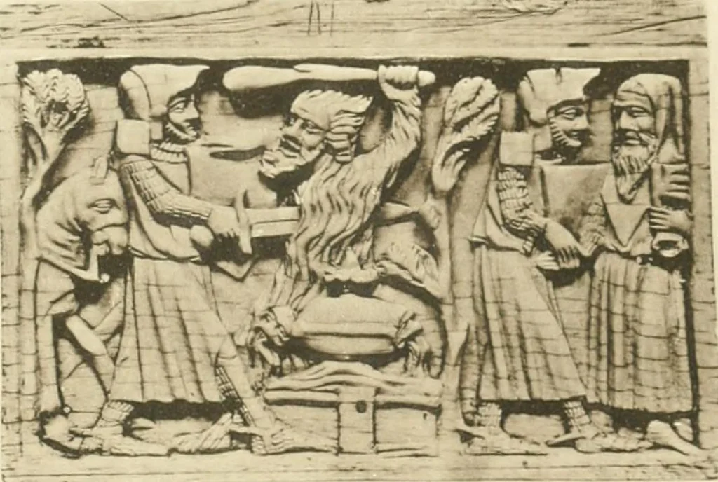 An illustration from Catalogue of the ivory carvings of the Christian era with examples of Mohammedan art and carvings in bone in the Department of British and Mediaeval Antiquities and Ethnography of the British Museum, 1909, leaf 422