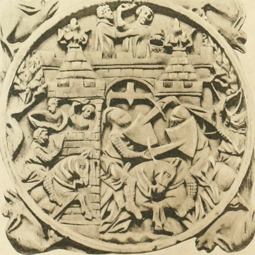 An illustration from Catalogue of the ivory carvings of the Christian era with examples of Mohammedan art and carvings in bone in the Department of British and Mediaeval Antiquities and Ethnography of the British Museum, 1909, leaf 426