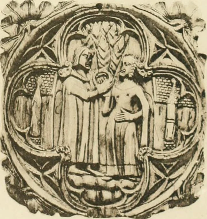 An illustration from Catalogue of the ivory carvings of the Christian era with examples of Mohammedan art and carvings in bone in the Department of British and Mediaeval Antiquities and Ethnography of the British Museum, 1909, leaf 428