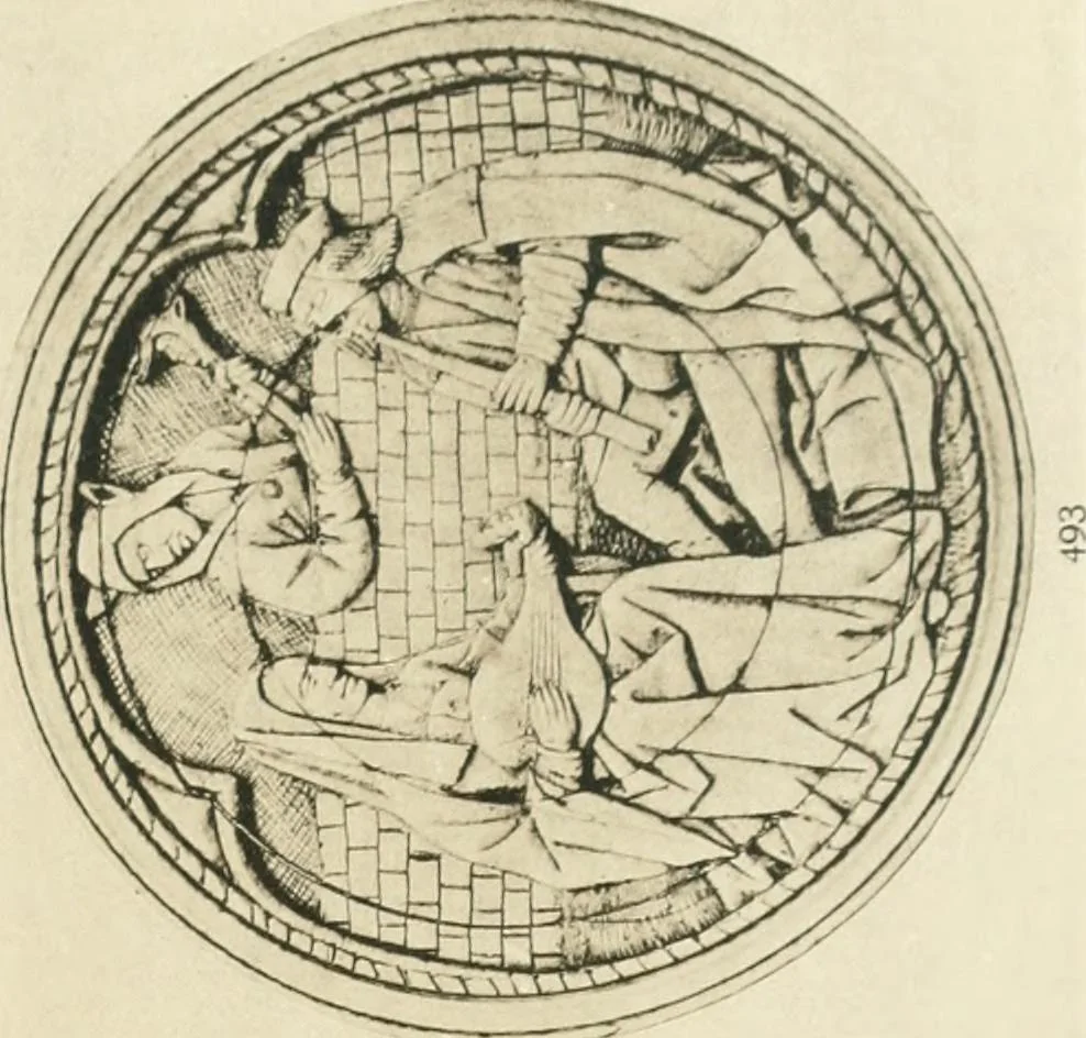 An illustration from Catalogue of the ivory carvings of the Christian era with examples of Mohammedan art and carvings in bone in the Department of British and Mediaeval Antiquities and Ethnography of the British Museum, 1909, leaf 430