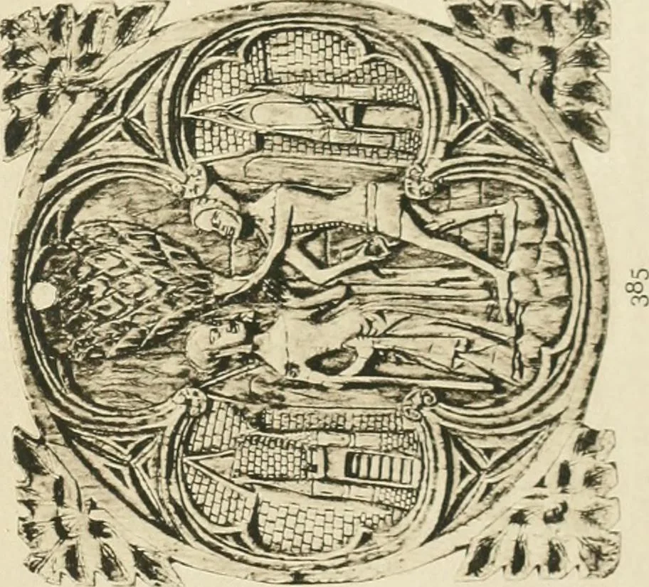 An illustration from Catalogue of the ivory carvings of the Christian era with examples of Mohammedan art and carvings in bone in the Department of British and Mediaeval Antiquities and Ethnography of the British Museum, 1909, leaf 430