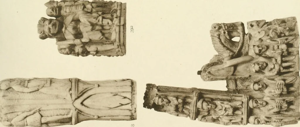 An illustration from Catalogue of the ivory carvings of the Christian era with examples of Mohammedan art and carvings in bone in the Department of British and Mediaeval Antiquities and Ethnography of the British Museum, 1909, leaf 434