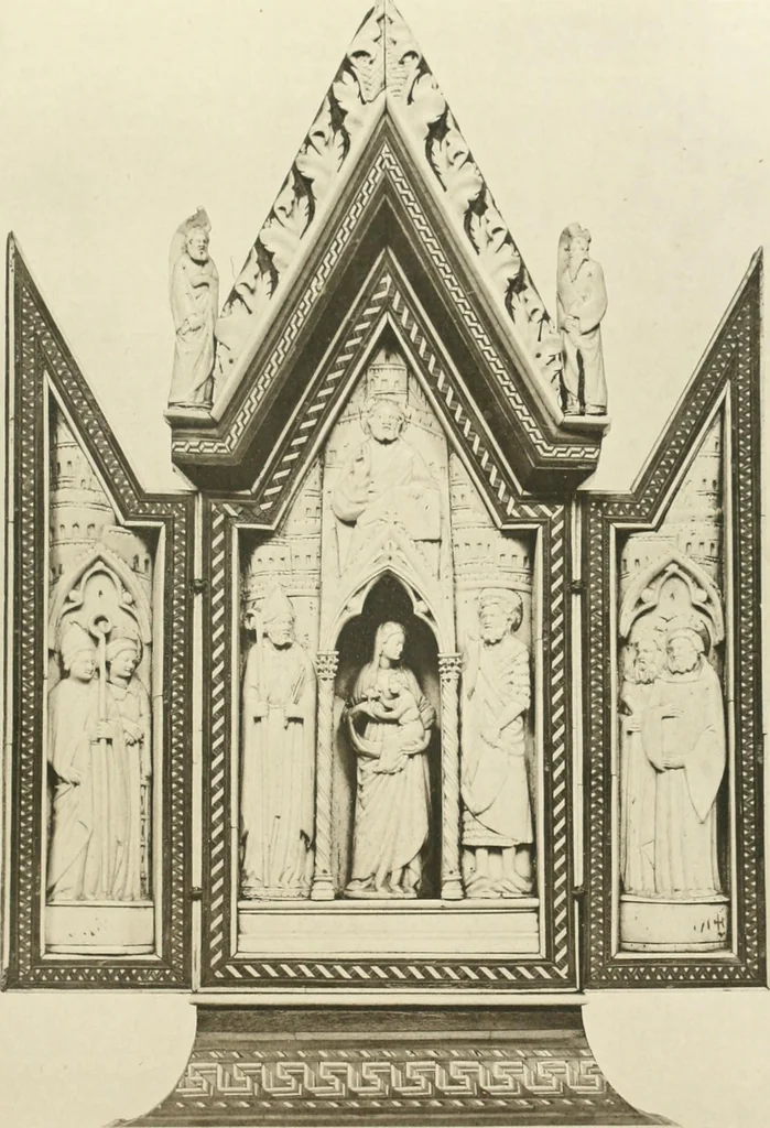 An illustration from Catalogue of the ivory carvings of the Christian era with examples of Mohammedan art and carvings in bone in the Department of British and Mediaeval Antiquities and Ethnography of the British Museum, 1909, leaf 436