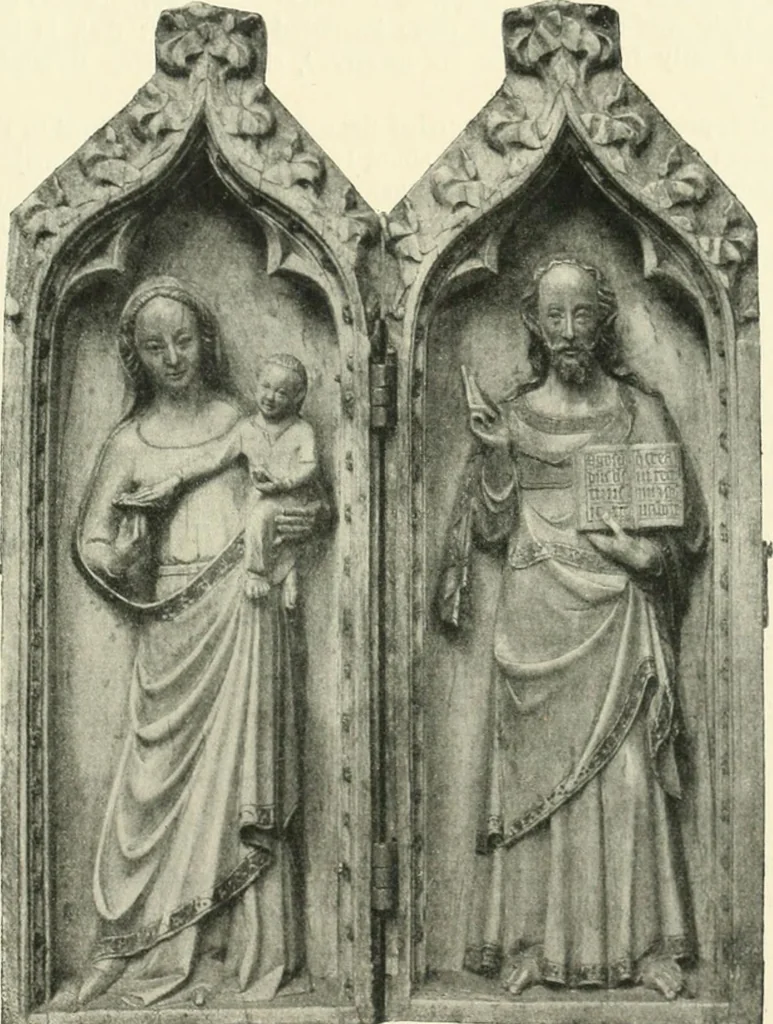 An illustration from Catalogue of the ivory carvings of the Christian era with examples of Mohammedan art and carvings in bone in the Department of British and Mediaeval Antiquities and Ethnography of the British Museum, 1909, leaf 44
