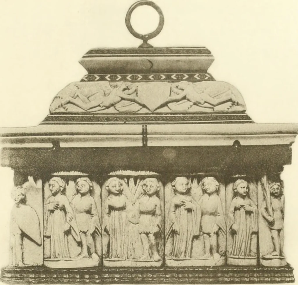 An illustration from Catalogue of the ivory carvings of the Christian era with examples of Mohammedan art and carvings in bone in the Department of British and Mediaeval Antiquities and Ethnography of the British Museum, 1909, leaf 440