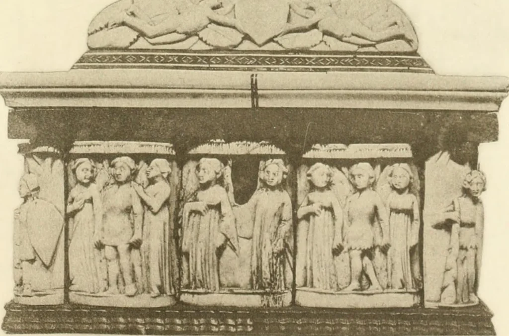 An illustration from Catalogue of the ivory carvings of the Christian era with examples of Mohammedan art and carvings in bone in the Department of British and Mediaeval Antiquities and Ethnography of the British Museum, 1909, leaf 440