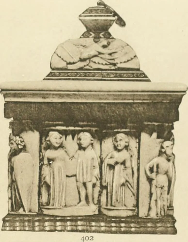 An illustration from Catalogue of the ivory carvings of the Christian era with examples of Mohammedan art and carvings in bone in the Department of British and Mediaeval Antiquities and Ethnography of the British Museum, 1909, leaf 442