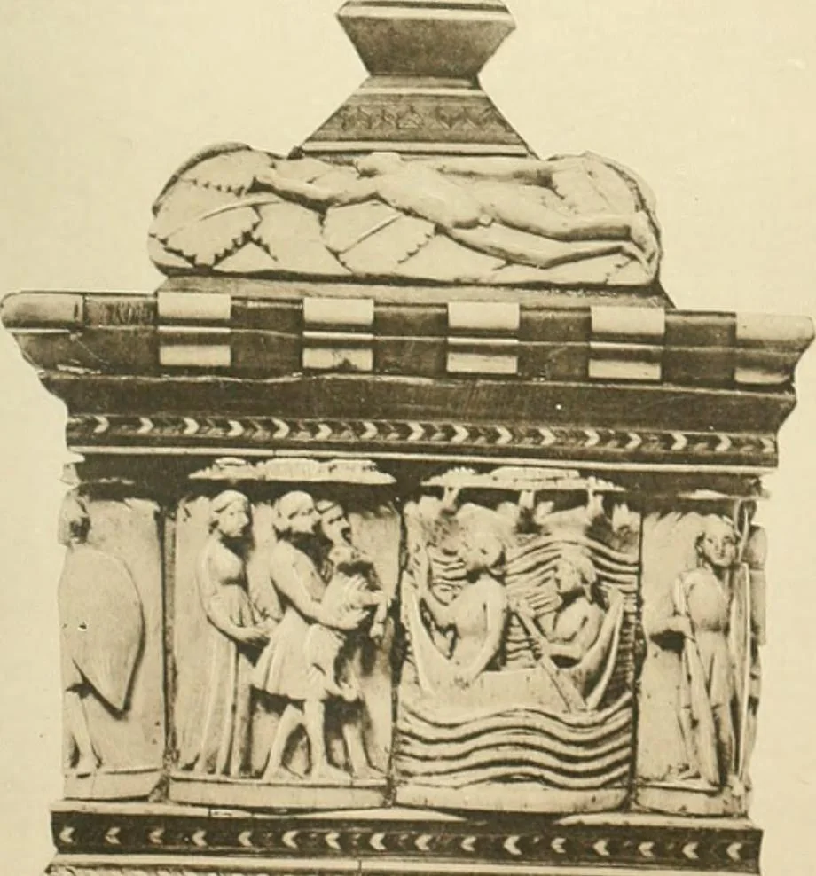 An illustration from Catalogue of the ivory carvings of the Christian era with examples of Mohammedan art and carvings in bone in the Department of British and Mediaeval Antiquities and Ethnography of the British Museum, 1909, leaf 442