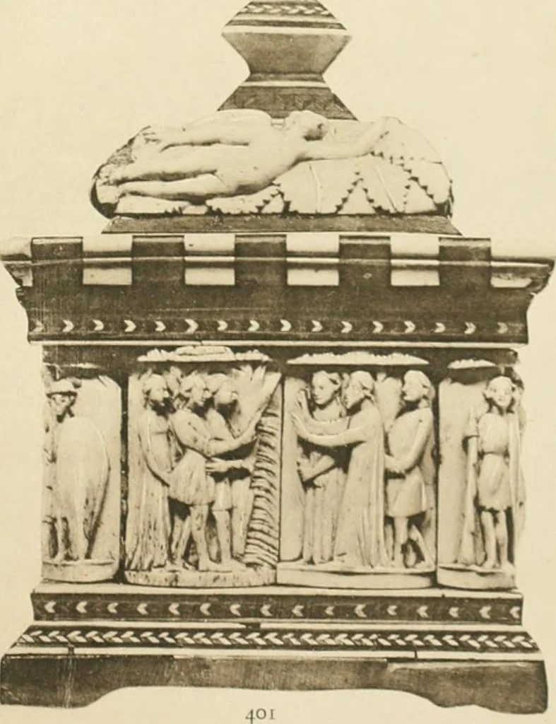 An illustration from Catalogue of the ivory carvings of the Christian era with examples of Mohammedan art and carvings in bone in the Department of British and Mediaeval Antiquities and Ethnography of the British Museum, 1909, leaf 442