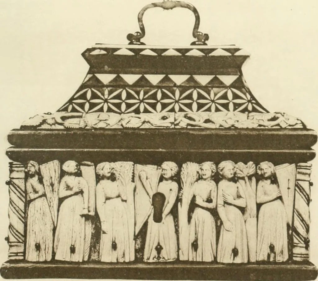 An illustration from Catalogue of the ivory carvings of the Christian era with examples of Mohammedan art and carvings in bone in the Department of British and Mediaeval Antiquities and Ethnography of the British Museum, 1909, leaf 444