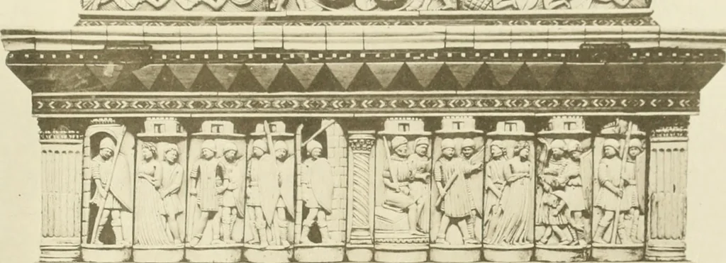 An illustration from Catalogue of the ivory carvings of the Christian era with examples of Mohammedan art and carvings in bone in the Department of British and Mediaeval Antiquities and Ethnography of the British Museum, 1909, leaf 446