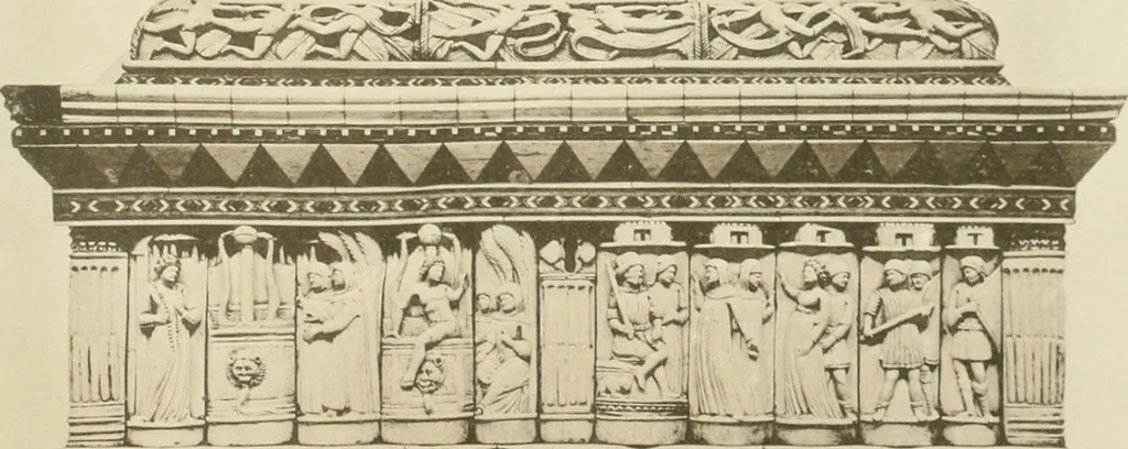 An illustration from Catalogue of the ivory carvings of the Christian era with examples of Mohammedan art and carvings in bone in the Department of British and Mediaeval Antiquities and Ethnography of the British Museum, 1909, leaf 446