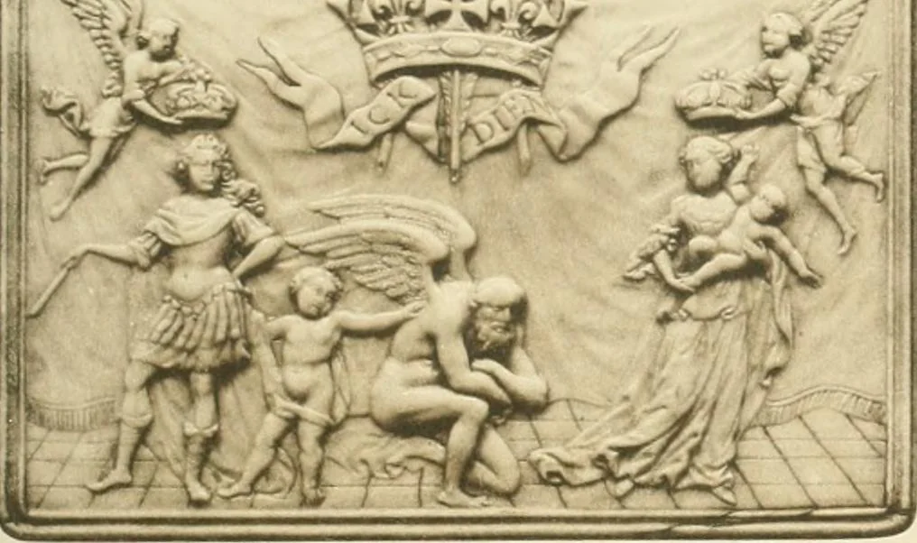 An illustration from Catalogue of the ivory carvings of the Christian era with examples of Mohammedan art and carvings in bone in the Department of British and Mediaeval Antiquities and Ethnography of the British Museum, 1909, leaf 456