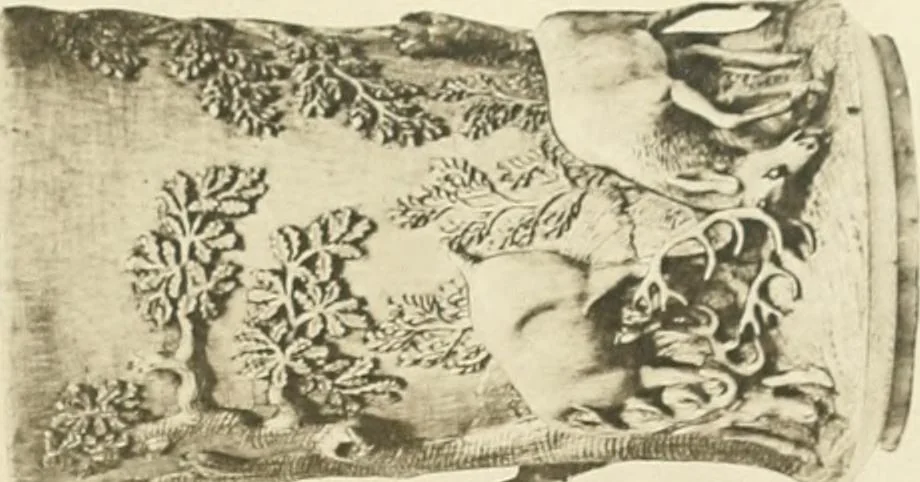 An illustration from Catalogue of the ivory carvings of the Christian era with examples of Mohammedan art and carvings in bone in the Department of British and Mediaeval Antiquities and Ethnography of the British Museum, 1909, leaf 482