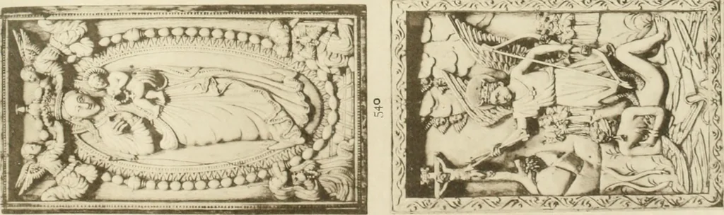 An illustration from Catalogue of the ivory carvings of the Christian era with examples of Mohammedan art and carvings in bone in the Department of British and Mediaeval Antiquities and Ethnography of the British Museum, 1909, leaf 484