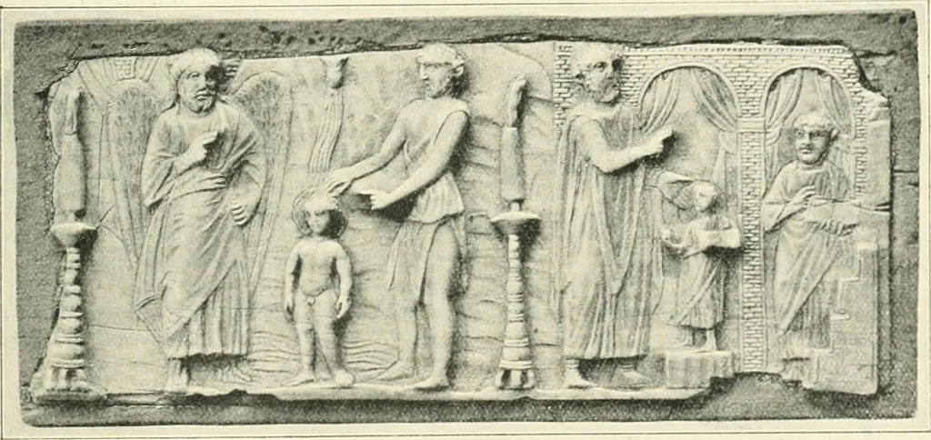 An illustration from Catalogue of the ivory carvings of the Christian era with examples of Mohammedan art and carvings in bone in the Department of British and Mediaeval Antiquities and Ethnography of the British Museum, 1909, leaf 62