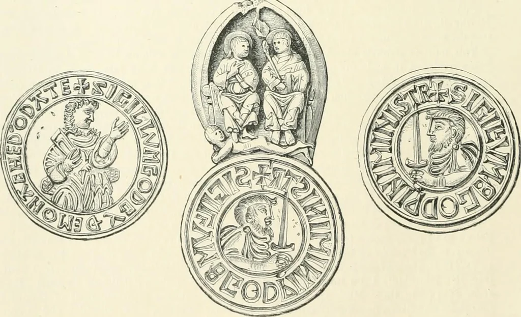 An illustration from Catalogue of the ivory carvings of the Christian era with examples of Mohammedan art and carvings in bone in the Department of British and Mediaeval Antiquities and Ethnography of the British Museum, 1909, leaf 87