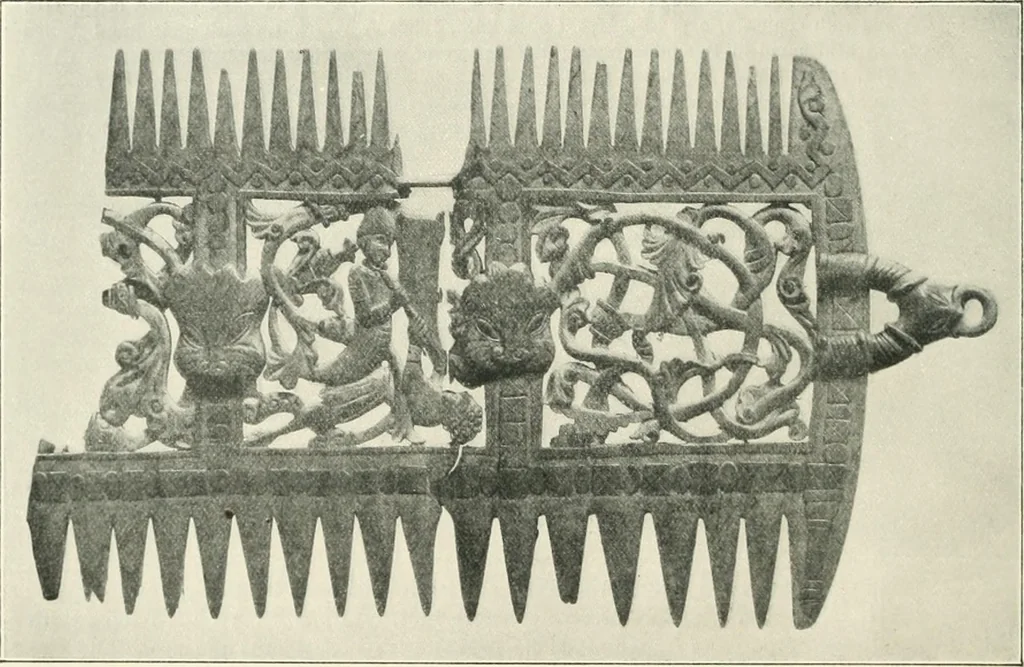 An illustration from Catalogue of the ivory carvings of the Christian era with examples of Mohammedan art and carvings in bone in the Department of British and Mediaeval Antiquities and Ethnography of the British Museum, 1909, leaf 93