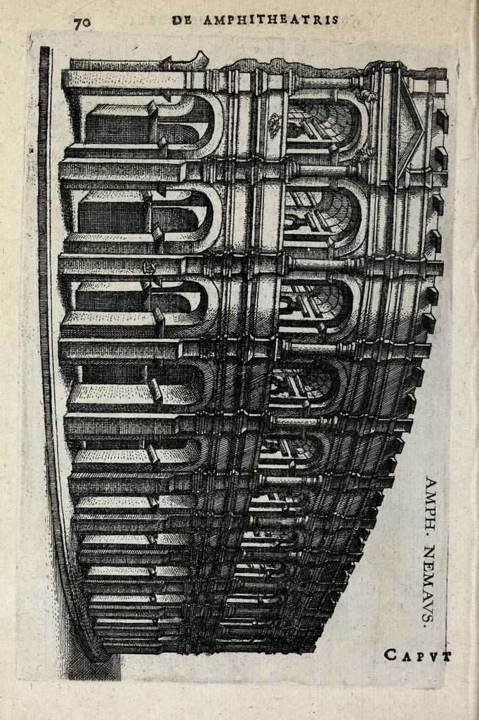An illustration from Ivsti LipsI De amphitheatro liber : in quo forma ipsa loci espressa, & ratio spectandi : cum aeneis figuris : omnia avctiora vel meliora, 1598, leaf 78