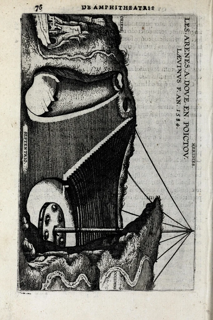 An illustration from Ivsti LipsI De amphitheatro liber : in quo forma ipsa loci espressa, & ratio spectandi : cum aeneis figuris : omnia avctiora vel meliora, 1598, leaf 84
