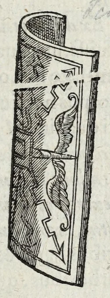 An illustration from Ivsti LipsI De militia romana libri qvinqve : commentarivs ad Polybivm, e parte primâ Historicae facis, 1595, leaf 201