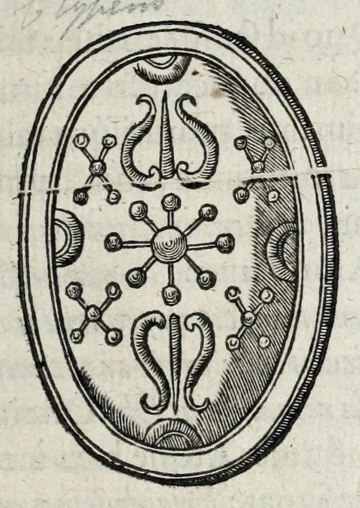 An illustration from Ivsti LipsI De militia romana libri qvinqve : commentarivs ad Polybivm, e parte primâ Historicae facis, 1595, leaf 201
