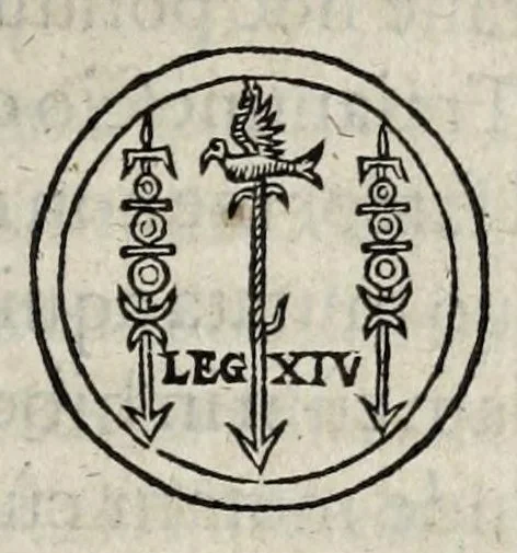 An illustration from Ivsti LipsI De militia romana libri qvinqve : commentarivs ad Polybivm, e parte primâ Historicae facis, 1595, leaf 301