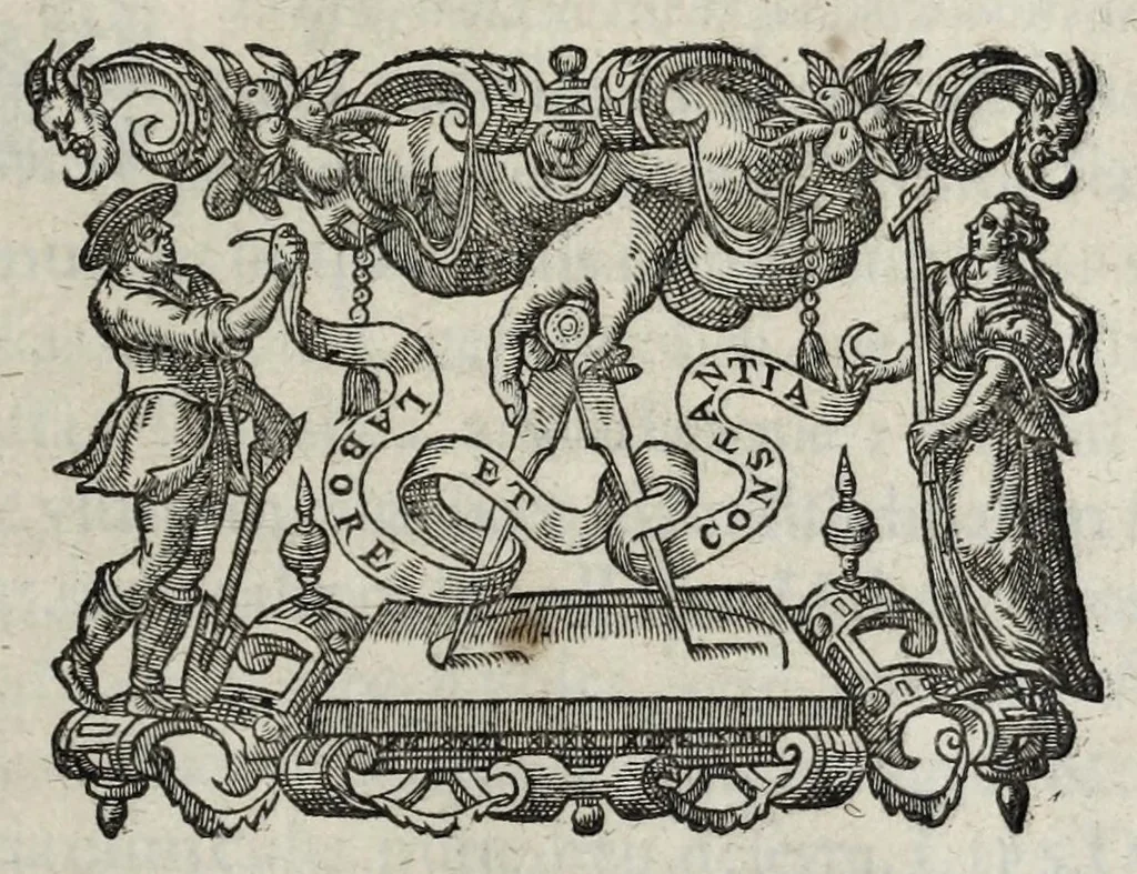 An illustration from Ivsti LipsI De militia romana libri qvinqve : commentarivs ad Polybivm, e parte primâ Historicae facis, 1595, leaf 383