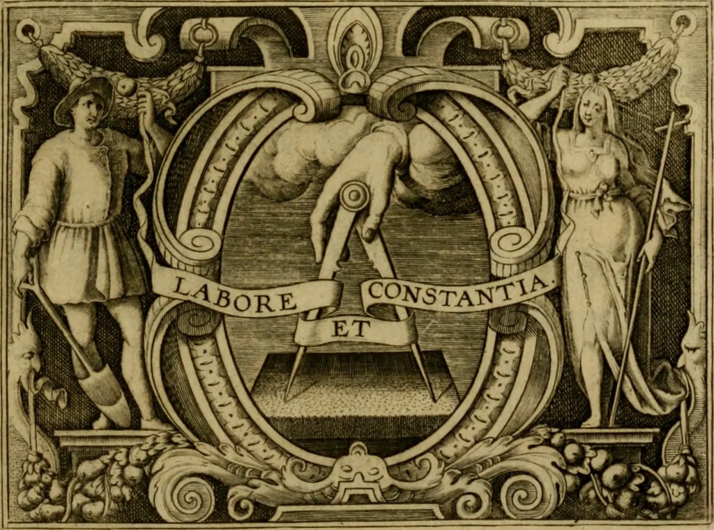 An illustration from Ivsti LipsI dissertativncvla apvd principes : item C. PlinI Panegyricvs liber Traiano dictvs, 1604, leaf 2