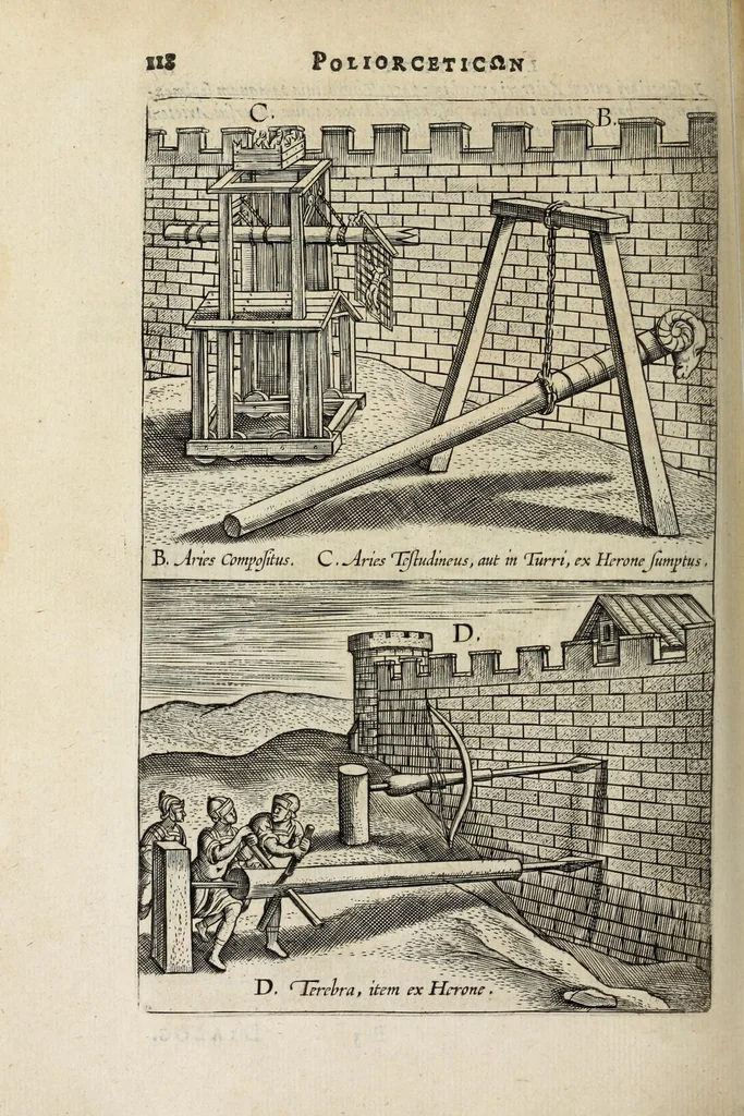 An illustration from Ivsti LipsI Poliorcetic[o]n, siue, De machinis, tormentis, telis, libri quinque : ad historiarum lucem, 1625, leaf 120