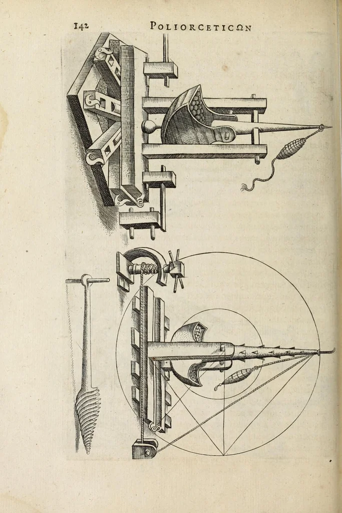 An illustration from Ivsti LipsI Poliorcetic[o]n, siue, De machinis, tormentis, telis, libri quinque : ad historiarum lucem, 1625, leaf 144