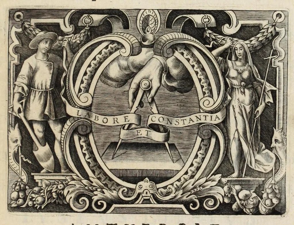 An illustration from Ivsti LipsI Poliorcetic[o]n, siue, De machinis, tormentis, telis, libri quinque : ad historiarum lucem, 1625, leaf 3