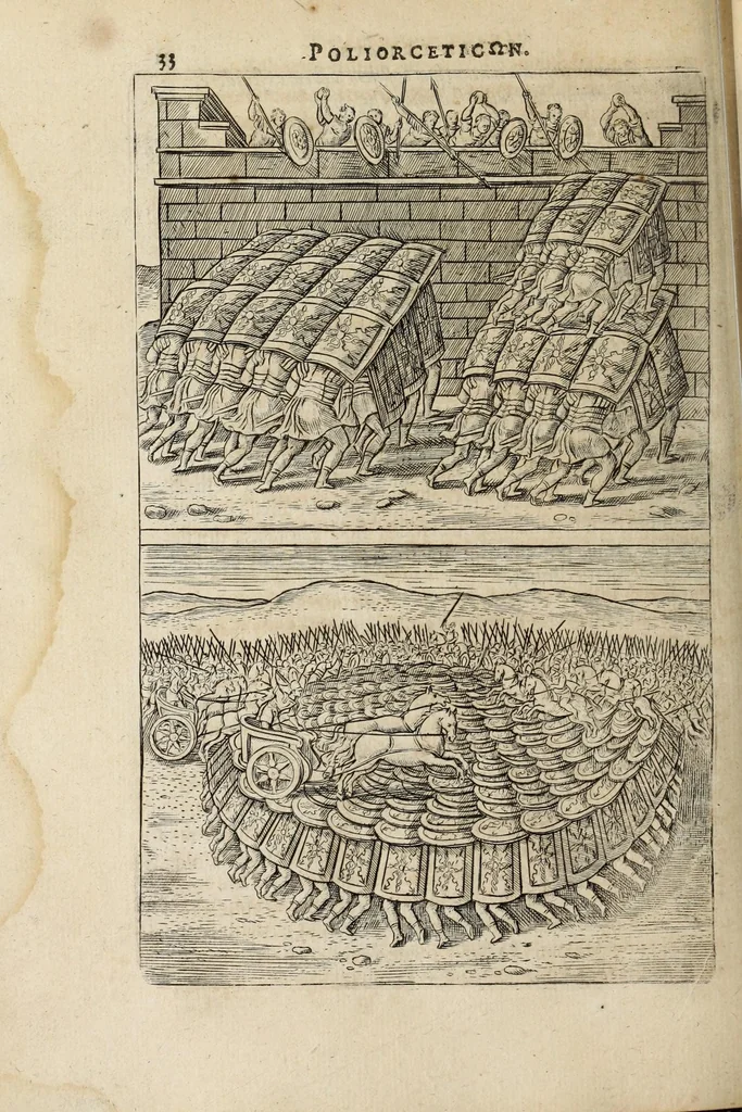 An illustration from Ivsti LipsI Poliorcetic[o]n, siue, De machinis, tormentis, telis, libri quinque : ad historiarum lucem, 1625, leaf 34