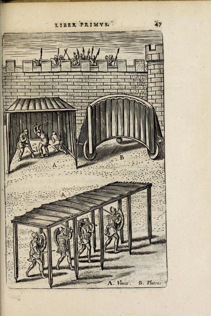 An illustration from Ivsti LipsI Poliorcetic[o]n, siue, De machinis, tormentis, telis, libri quinque : ad historiarum lucem, 1625, leaf 49