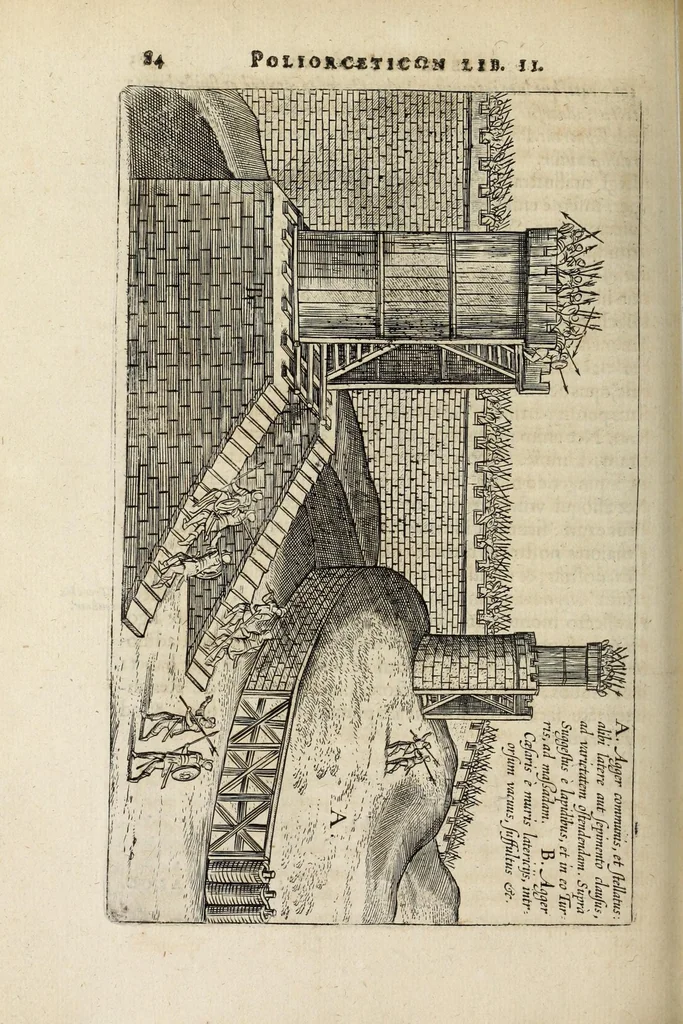 An illustration from Ivsti LipsI Poliorcetic[o]n, siue, De machinis, tormentis, telis, libri quinque : ad historiarum lucem, 1625, leaf 86