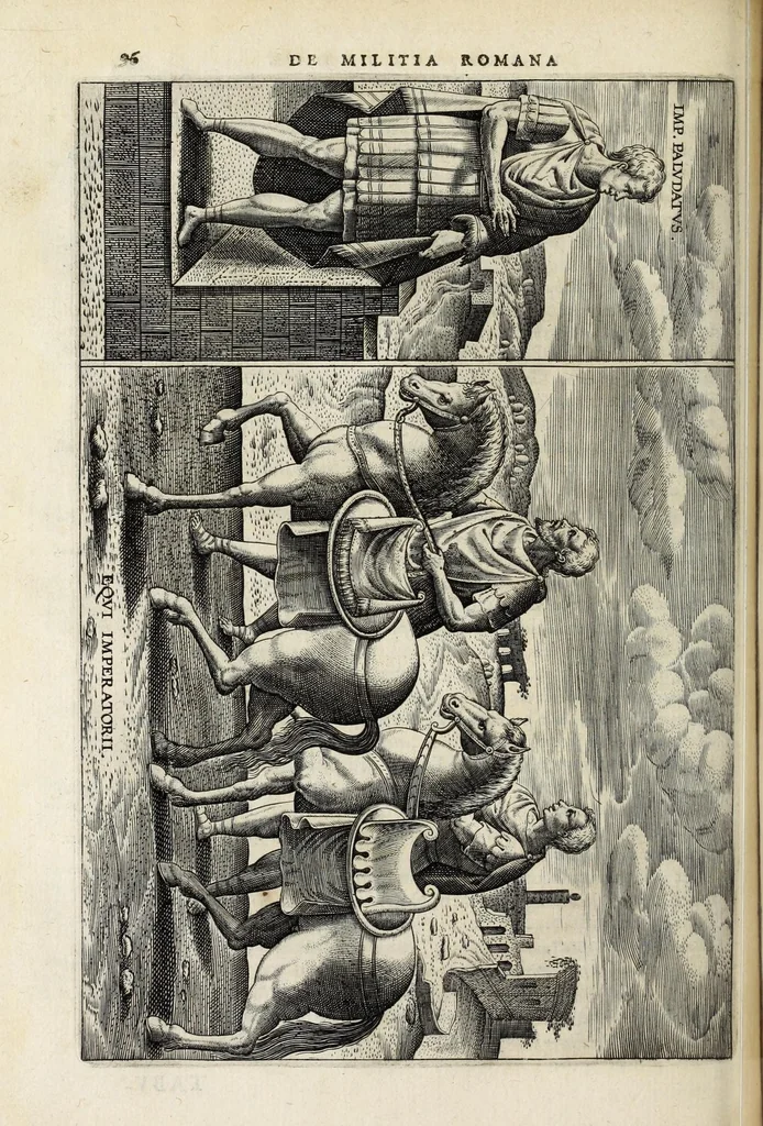 An illustration from Ivusti LipsI De militia Romana libri qvinqve : commentarivs ad Polybium, 1630, leaf 104